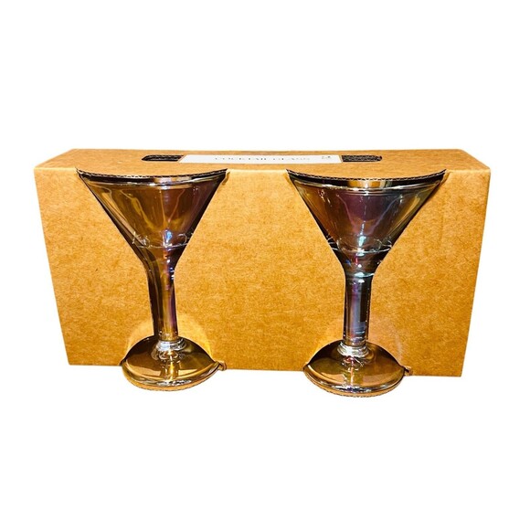 Target Other - Target Bullseyes Playground 5.5” Iridescent Martini Cocktail Stem Wine Glass 2pk